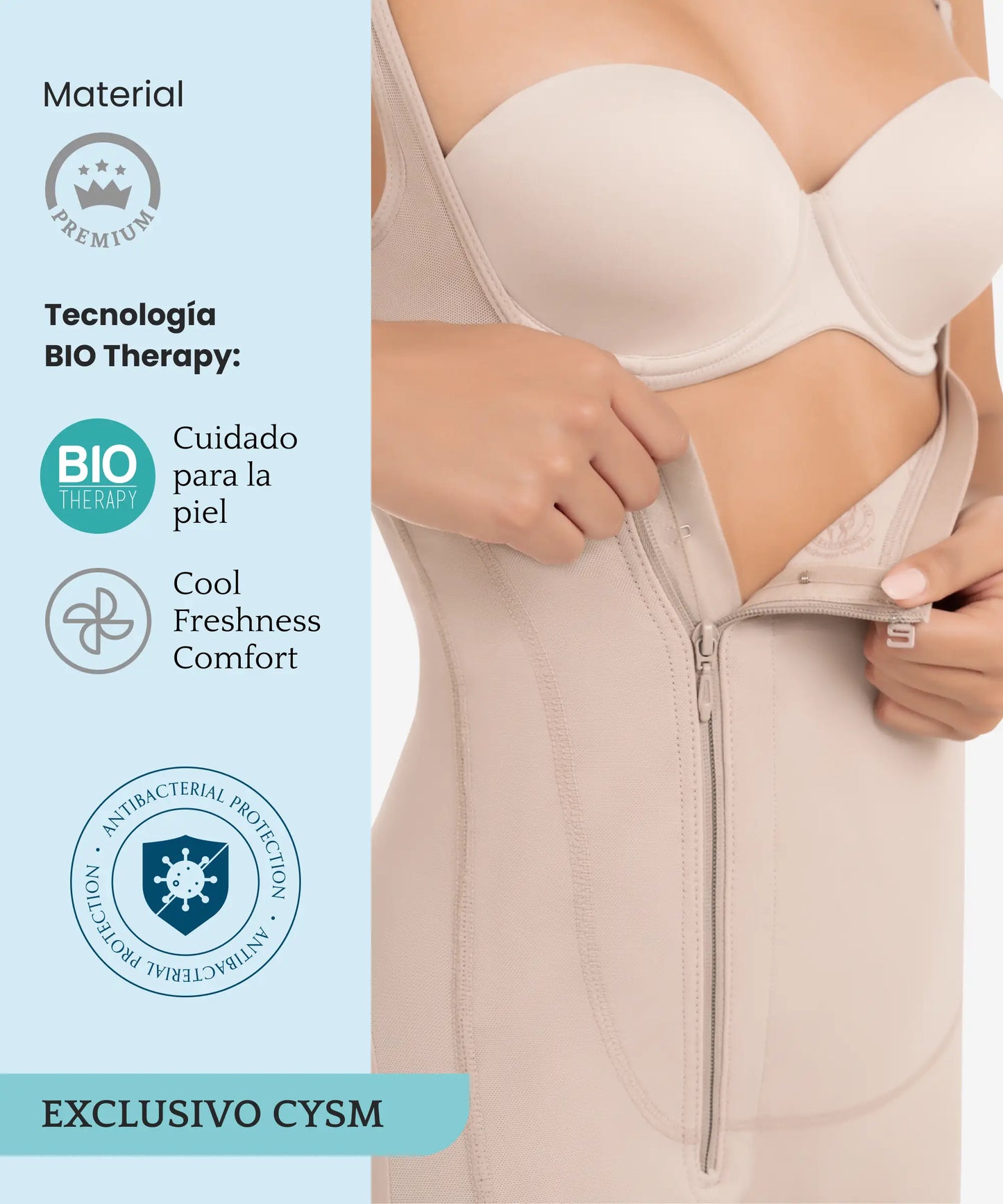 Faja Postoperatoria Tipo Enterizo con Zipper Lateral - Estilo 437