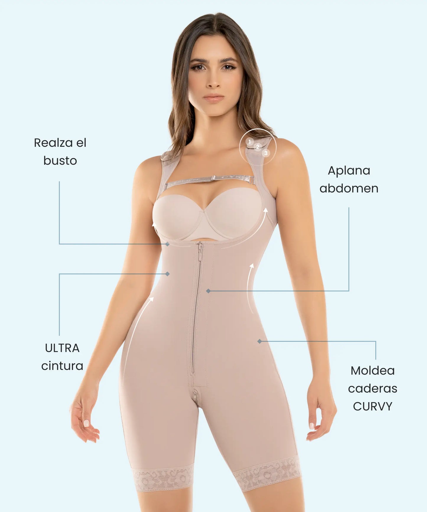Faja Curvy Postoperatoria Tipo Enterizo con Zipper Frontal y Perineal - Estilo 462