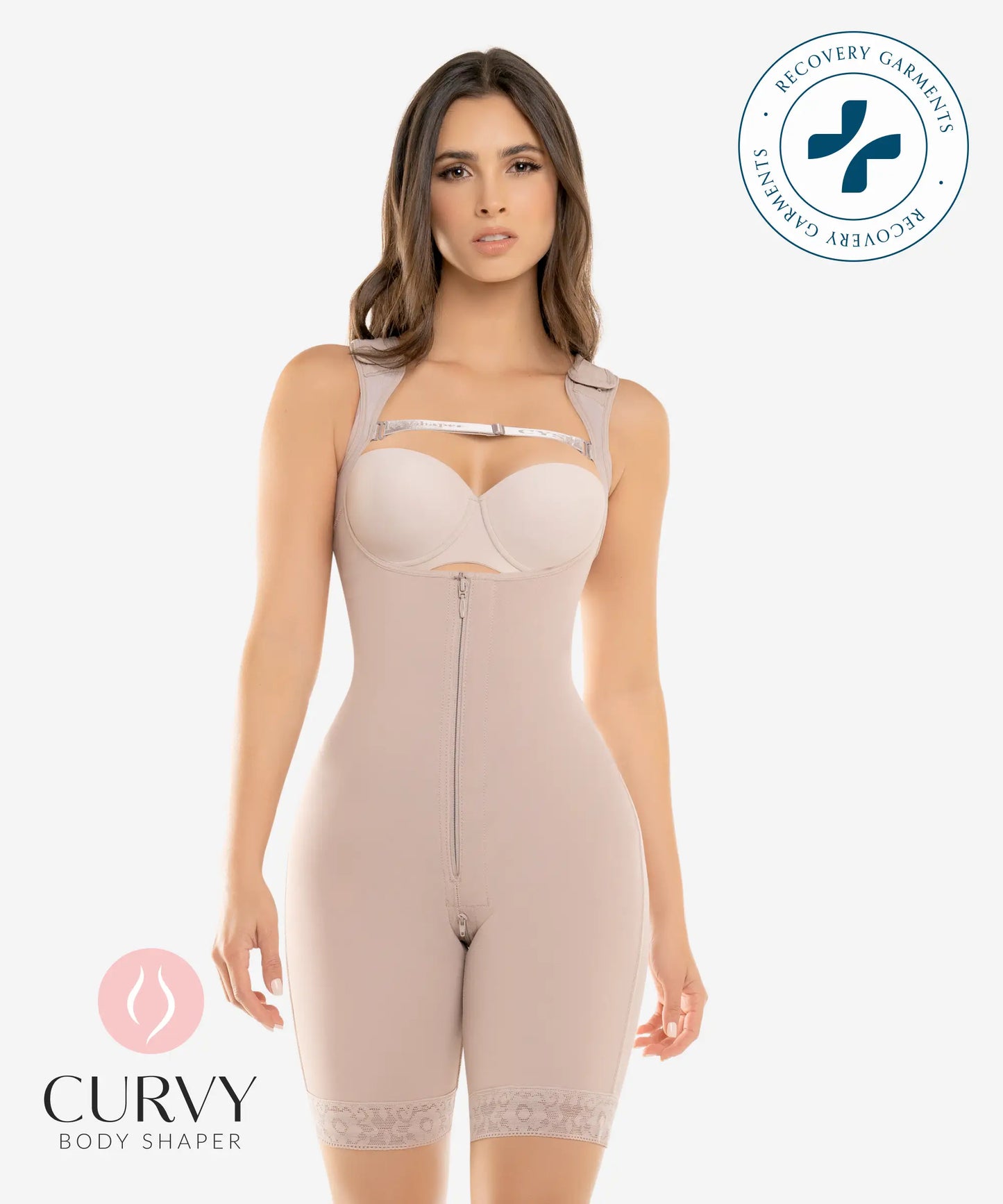 Faja Curvy Postoperatoria Tipo Enterizo con Zipper Frontal y Perineal - Estilo 462