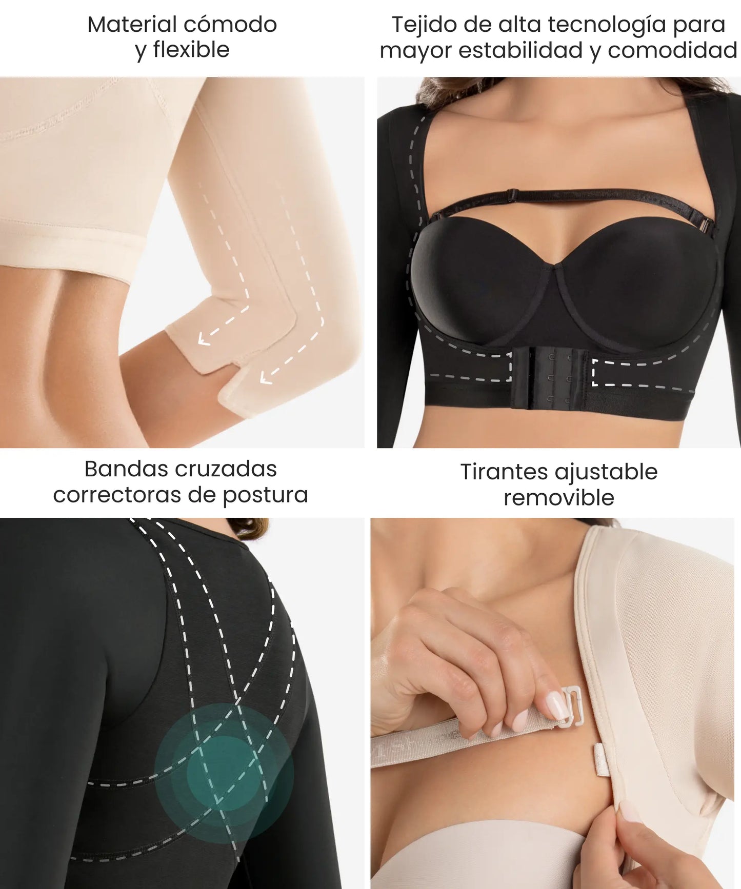 Top con Mangas Postoperatorio y Corrector de Postura - Estilo 470