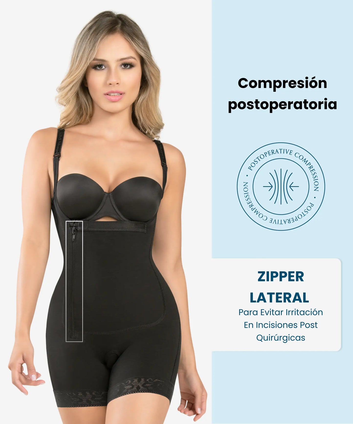 Faja Postoperatoria Tipo Short con Zipper Lateral - Estilo 435