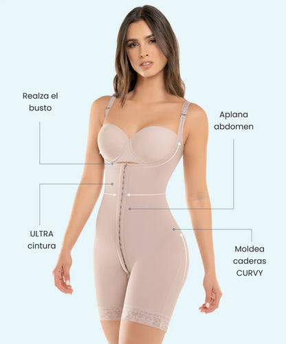 Faja Curvy Postoperatoria Tipo Enterizo con Zipper Perineal - Estilo 463