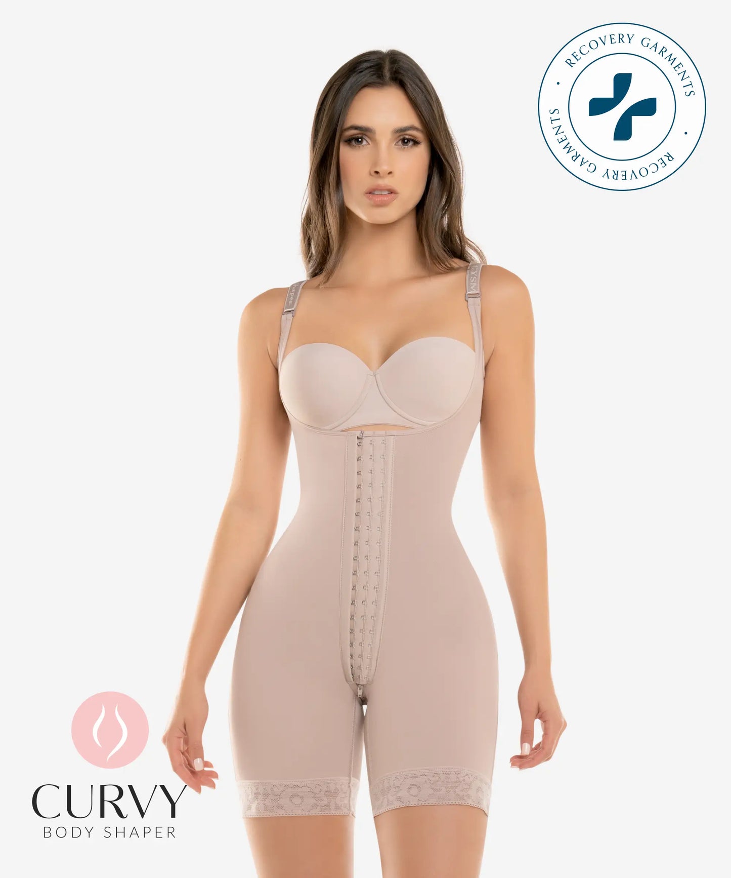 Faja Curvy Postoperatoria Tipo Enterizo con Zipper Perineal - Estilo 463