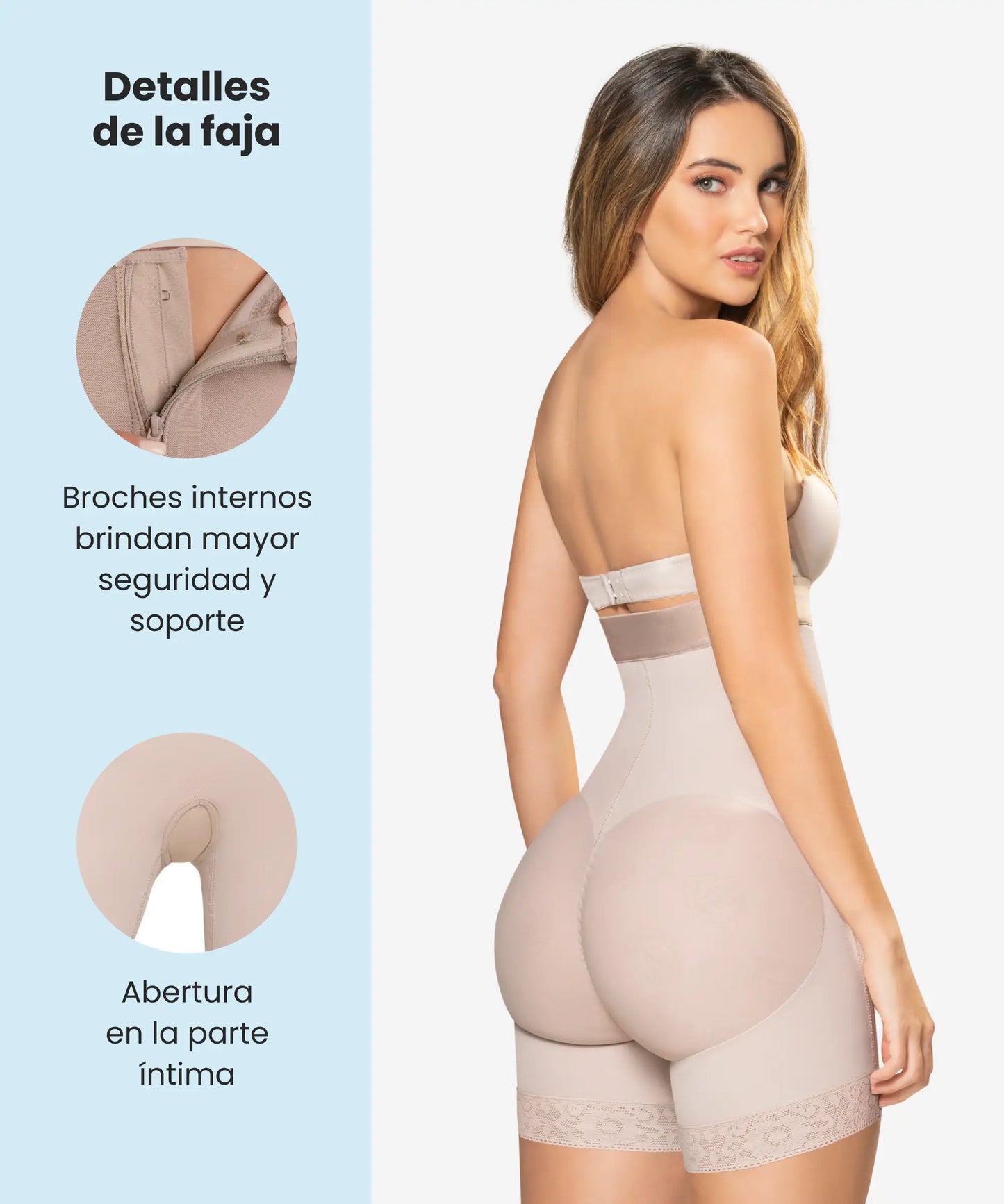 Faja Strapless Postoperatoria Tipo Short con Zipper Lateral - Estilo 491