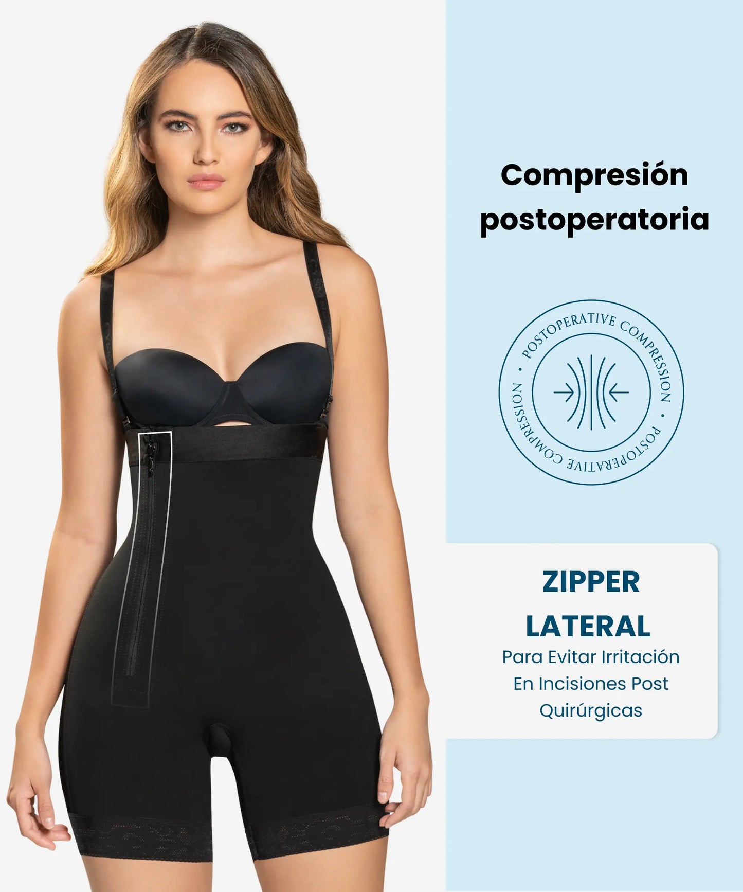 Faja Strapless Postoperatoria Tipo Short con Zipper Lateral - Estilo 491